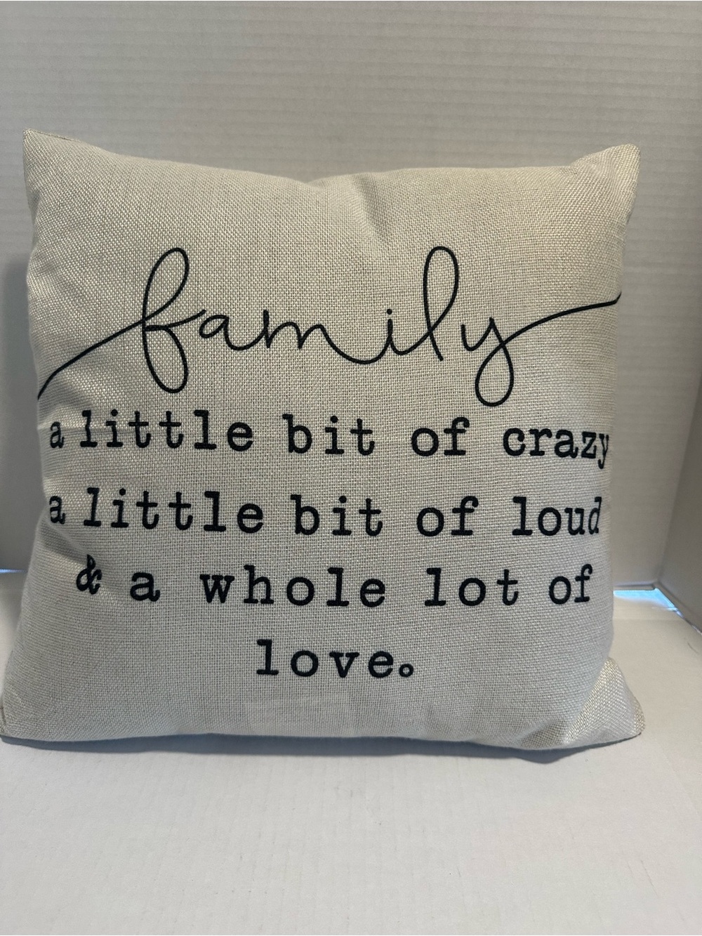 Cream Family Script Accent Pillow by